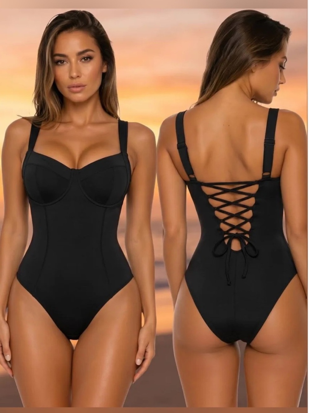 TA3 Lifty One Piece Swimsuit Size Medium Regular B/C Cup in Black NWT
